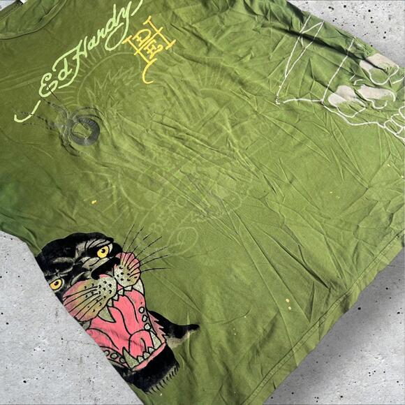 RARE Christian Audigier Ed Hardy Design Panther Spider‎ Tee Size 3XL - Picture 5 of 9